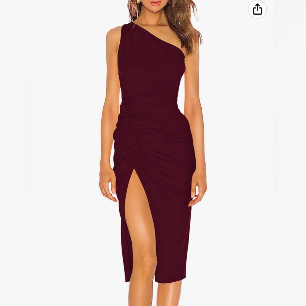 Maroon one shoulder dress cotton